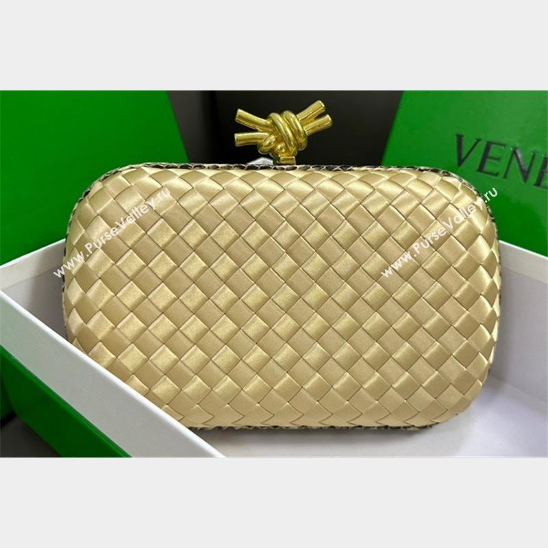 Bottega Veneta Intreccio Silk Knot Minaudiere clutch Bag Beige 2023 (misu-23110109)