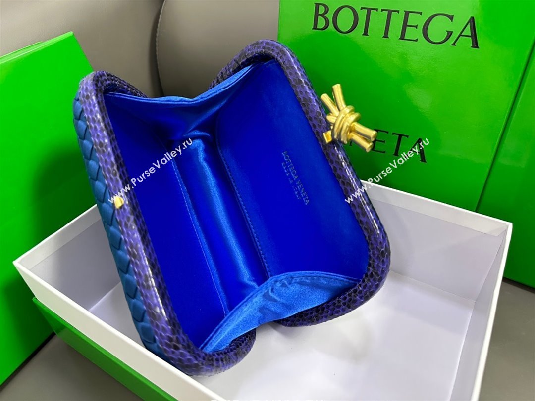 Bottega Veneta Intreccio Silk Knot Minaudiere clutch Bag Blue 2023 (misu-23110113)