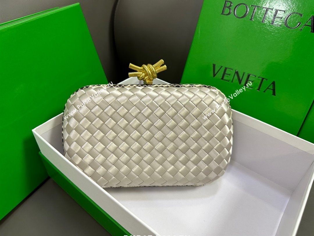 Bottega Veneta Intreccio Silk Knot Minaudiere clutch Bag Silver 2023 (misu-23110116)