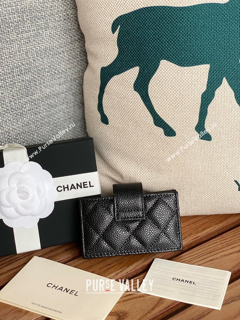 Chanel Grained Calfskin GOLD-Tone Metal Card Holder AP0342 BLACK 2023 (yongsheng-231124-08)