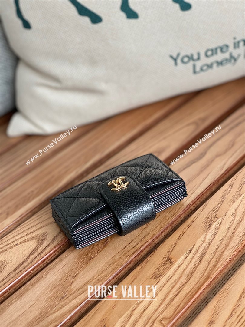 Chanel Grained Calfskin GOLD-Tone Metal Card Holder AP0342 BLACK 2023 (yongsheng-231124-08)