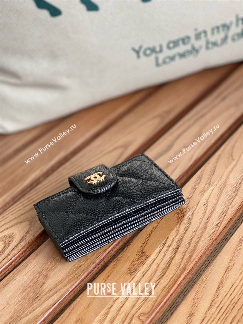 Chanel Grained Calfskin GOLD-Tone Metal Card Holder AP0342 BLACK 2023 (yongsheng-231124-08)