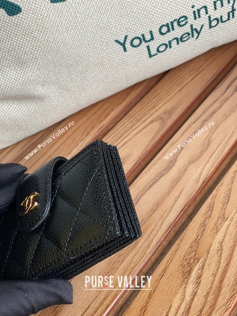 Chanel Grained Calfskin GOLD-Tone Metal Card Holder AP0342 BLACK 2023 (yongsheng-231124-08)
