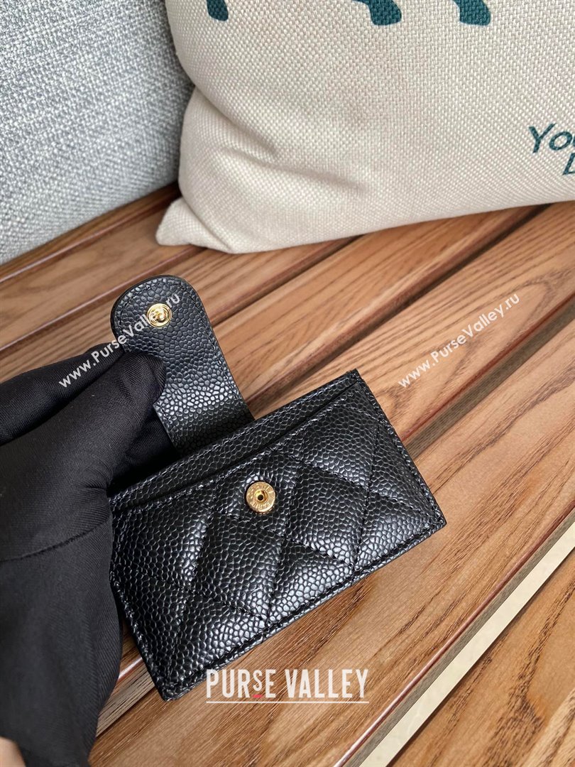 Chanel Grained Calfskin GOLD-Tone Metal Card Holder AP0342 BLACK 2023 (yongsheng-231124-08)