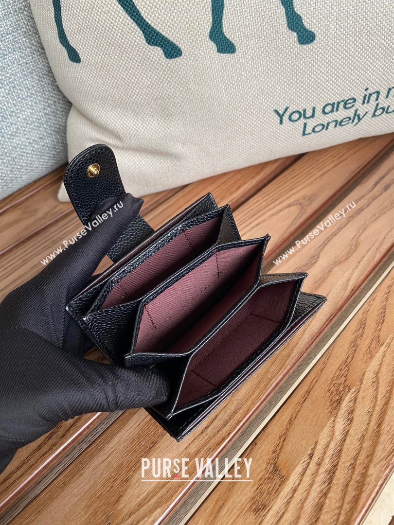 Chanel Grained Calfskin GOLD-Tone Metal Card Holder AP0342 BLACK 2023 (yongsheng-231124-08)
