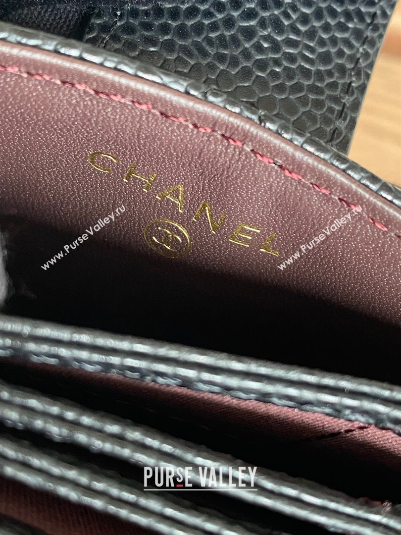 Chanel Grained Calfskin GOLD-Tone Metal Card Holder AP0342 BLACK 2023 (yongsheng-231124-08)