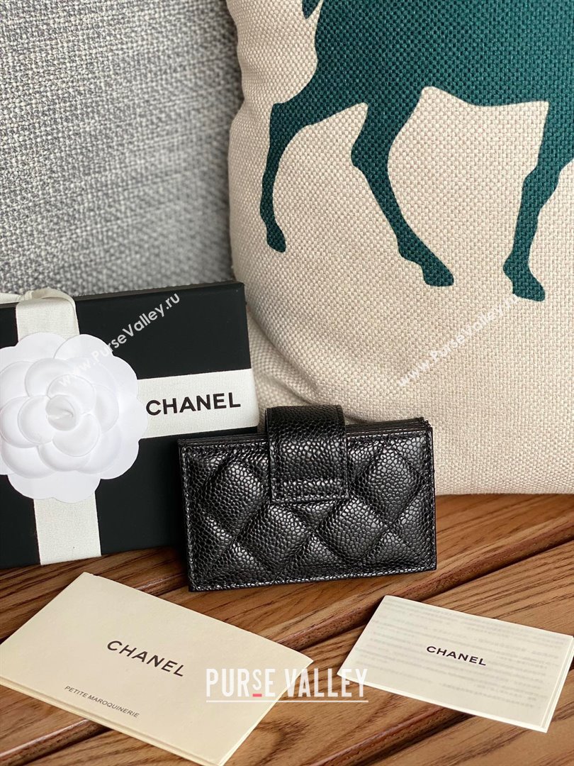 Chanel Grained Calfskin SILVER-Tone Metal Card Holder AP0342 BLACK 2023 (yongsheng-231124-07)