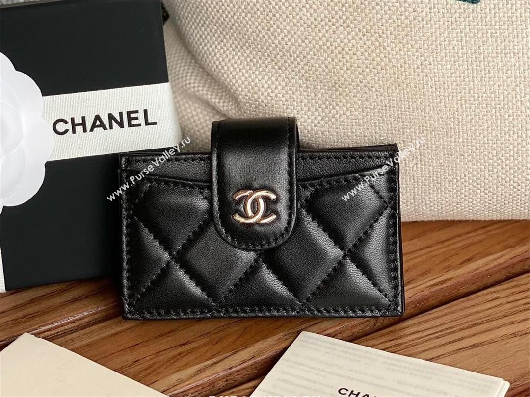 Chanel SHEEPSKIN SILVER-Tone Metal Card Holder AP0342 BLACK 2023 (yongsheng-231124-09)