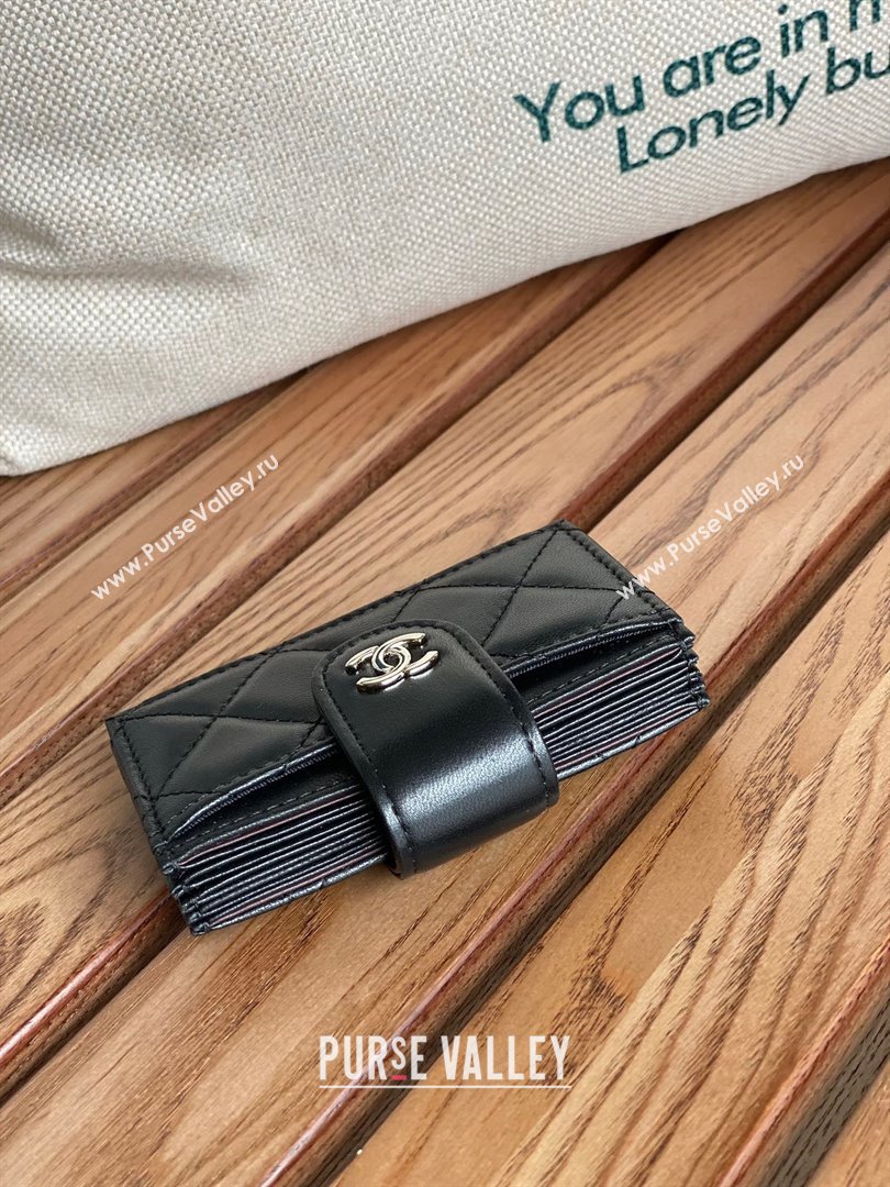 Chanel SHEEPSKIN SILVER-Tone Metal Card Holder AP0342 BLACK 2023 (yongsheng-231124-09)
