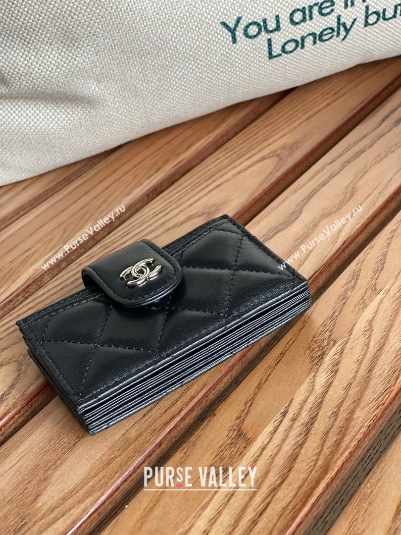 Chanel SHEEPSKIN SILVER-Tone Metal Card Holder AP0342 BLACK 2023 (yongsheng-231124-09)