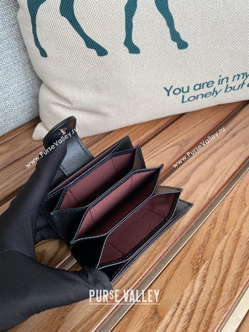 Chanel SHEEPSKIN SILVER-Tone Metal Card Holder AP0342 BLACK 2023 (yongsheng-231124-09)