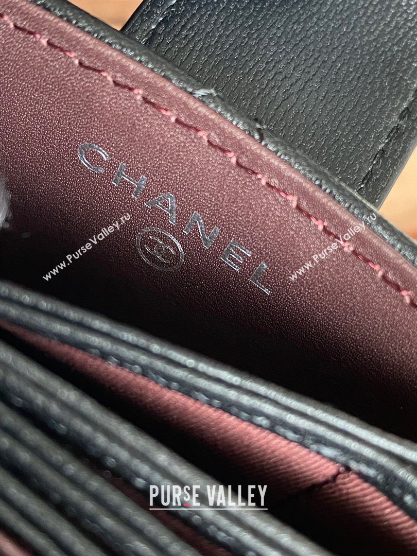 Chanel SHEEPSKIN SILVER-Tone Metal Card Holder AP0342 BLACK 2023 (yongsheng-231124-09)