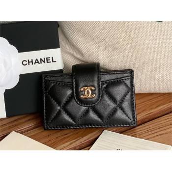 Chanel SHEEPSKIN Gold-Tone Metal Card Holder AP0342 BLACK 2023 (yongsheng-231124-10)