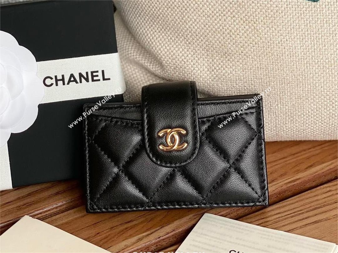 Chanel SHEEPSKIN Gold-Tone Metal Card Holder AP0342 BLACK 2023 (yongsheng-231124-10)