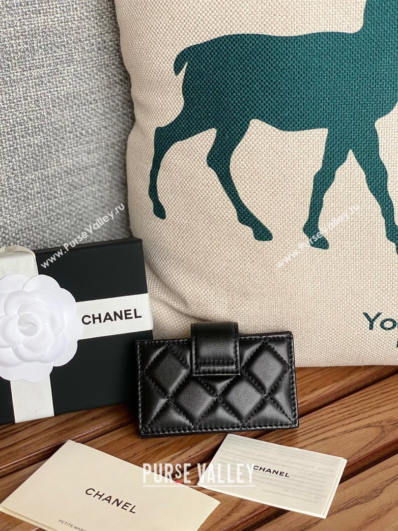 Chanel SHEEPSKIN Gold-Tone Metal Card Holder AP0342 BLACK 2023 (yongsheng-231124-10)