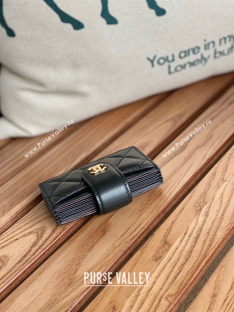 Chanel SHEEPSKIN Gold-Tone Metal Card Holder AP0342 BLACK 2023 (yongsheng-231124-10)
