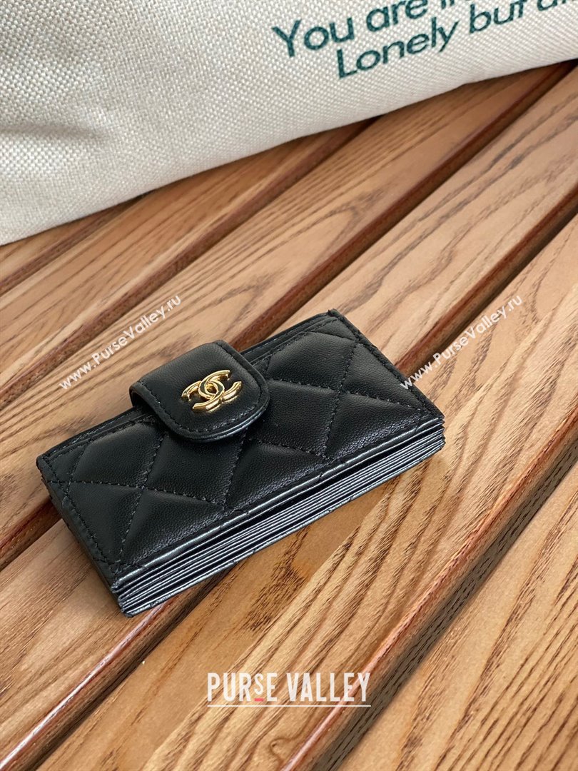 Chanel SHEEPSKIN Gold-Tone Metal Card Holder AP0342 BLACK 2023 (yongsheng-231124-10)
