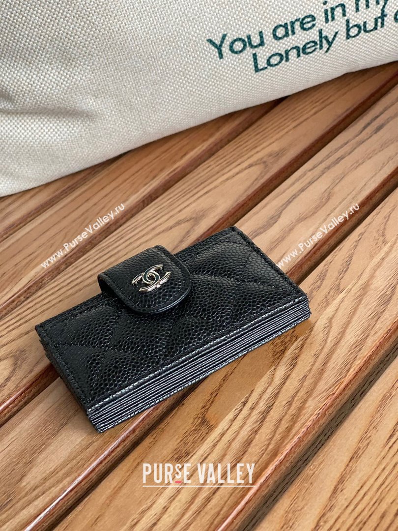 Chanel Grained Calfskin SILVER-Tone Metal Card Holder AP0342 BLACK 2023 (yongsheng-231124-07)