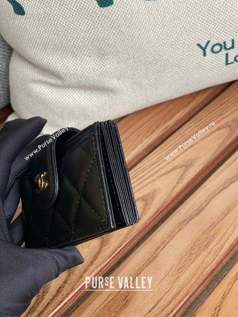 Chanel SHEEPSKIN Gold-Tone Metal Card Holder AP0342 BLACK 2023 (yongsheng-231124-10)