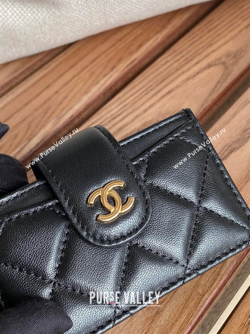 Chanel SHEEPSKIN Gold-Tone Metal Card Holder AP0342 BLACK 2023 (yongsheng-231124-10)