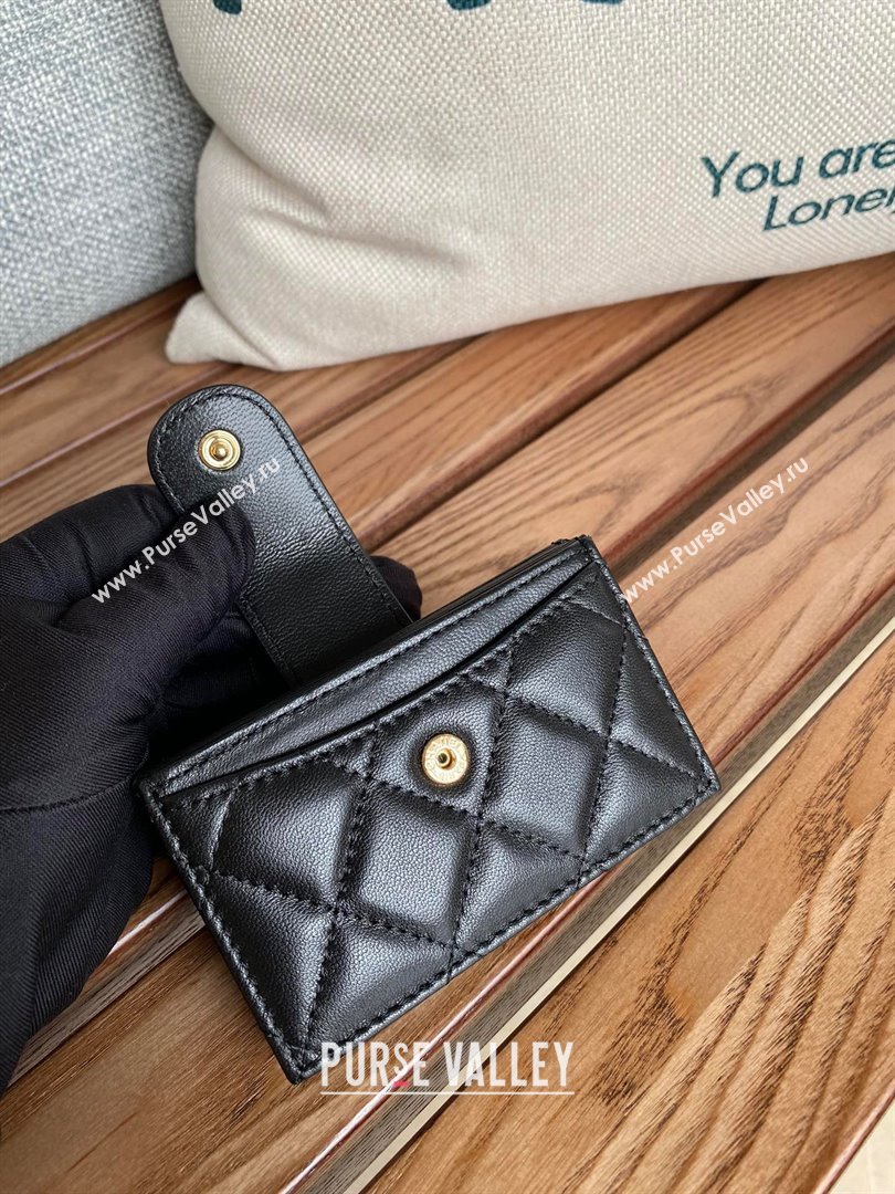 Chanel SHEEPSKIN Gold-Tone Metal Card Holder AP0342 BLACK 2023 (yongsheng-231124-10)