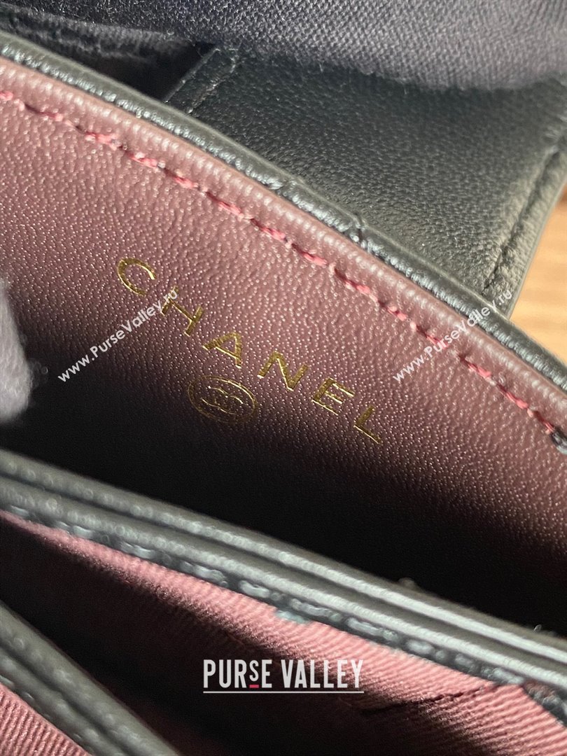 Chanel SHEEPSKIN Gold-Tone Metal Card Holder AP0342 BLACK 2023 (yongsheng-231124-10)