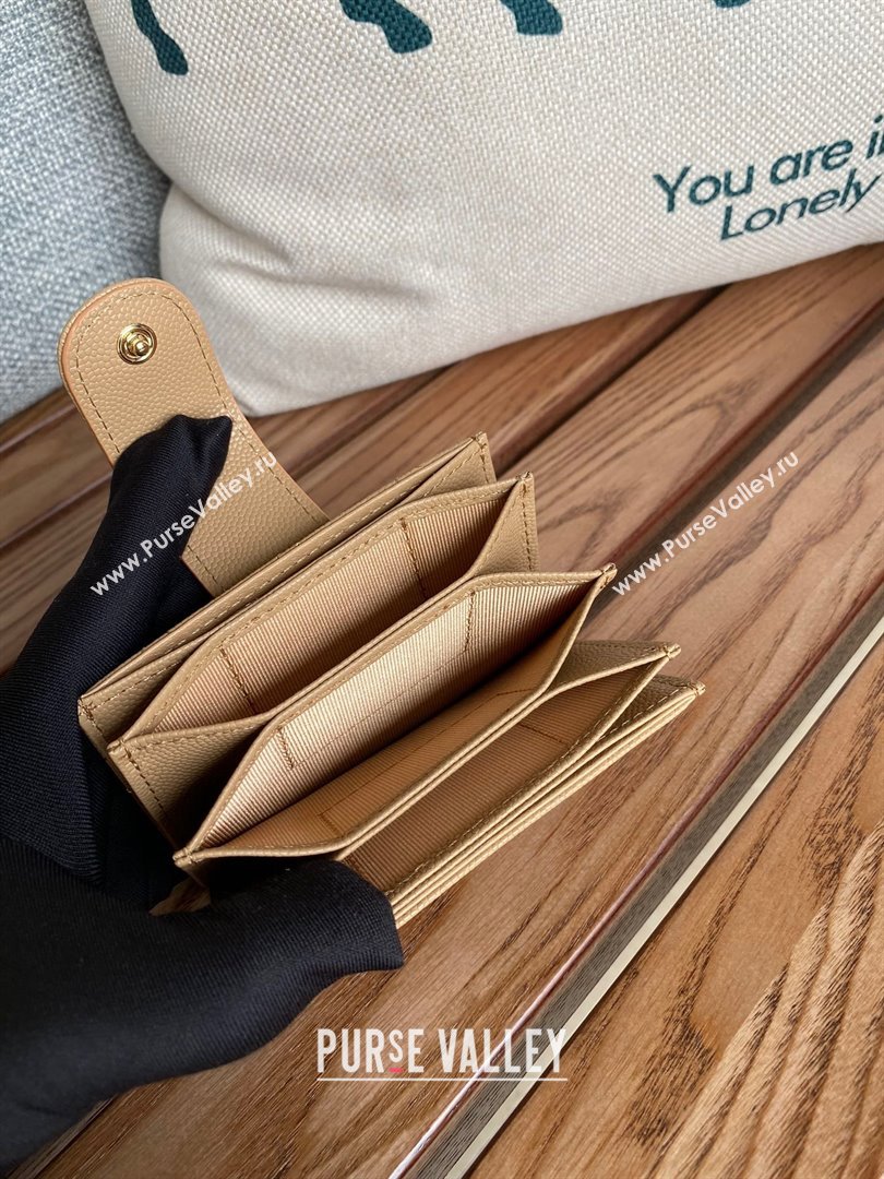 Chanel Grained Calfskin GOLD-Tone Metal Card Holder AP0342 Beige 2023 (yongsheng-231124-11)