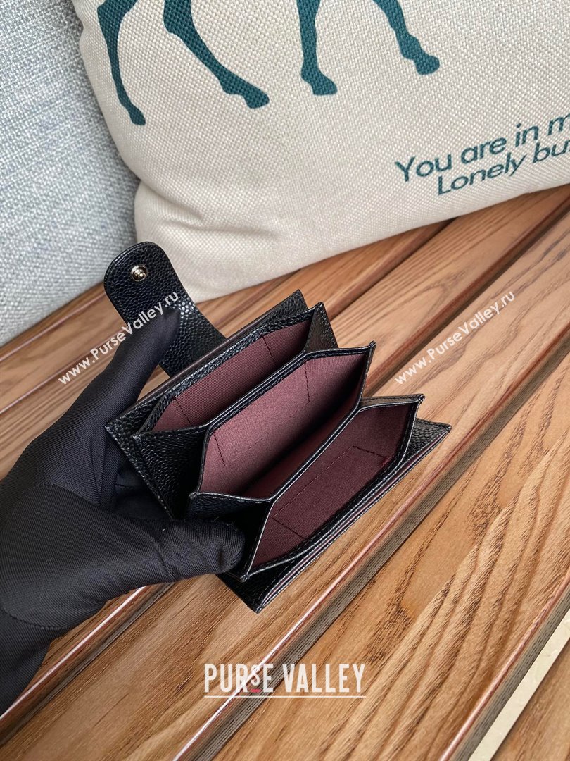 Chanel Grained Calfskin SILVER-Tone Metal Card Holder AP0342 BLACK 2023 (yongsheng-231124-07)