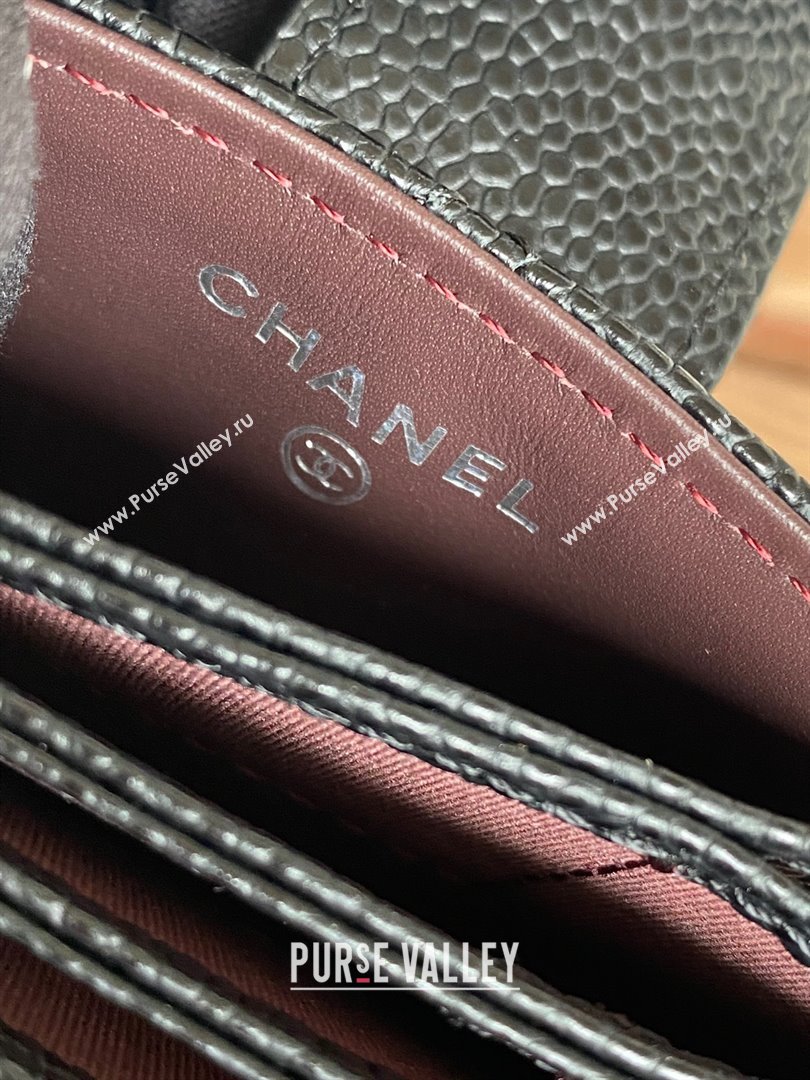 Chanel Grained Calfskin SILVER-Tone Metal Card Holder AP0342 BLACK 2023 (yongsheng-231124-07)