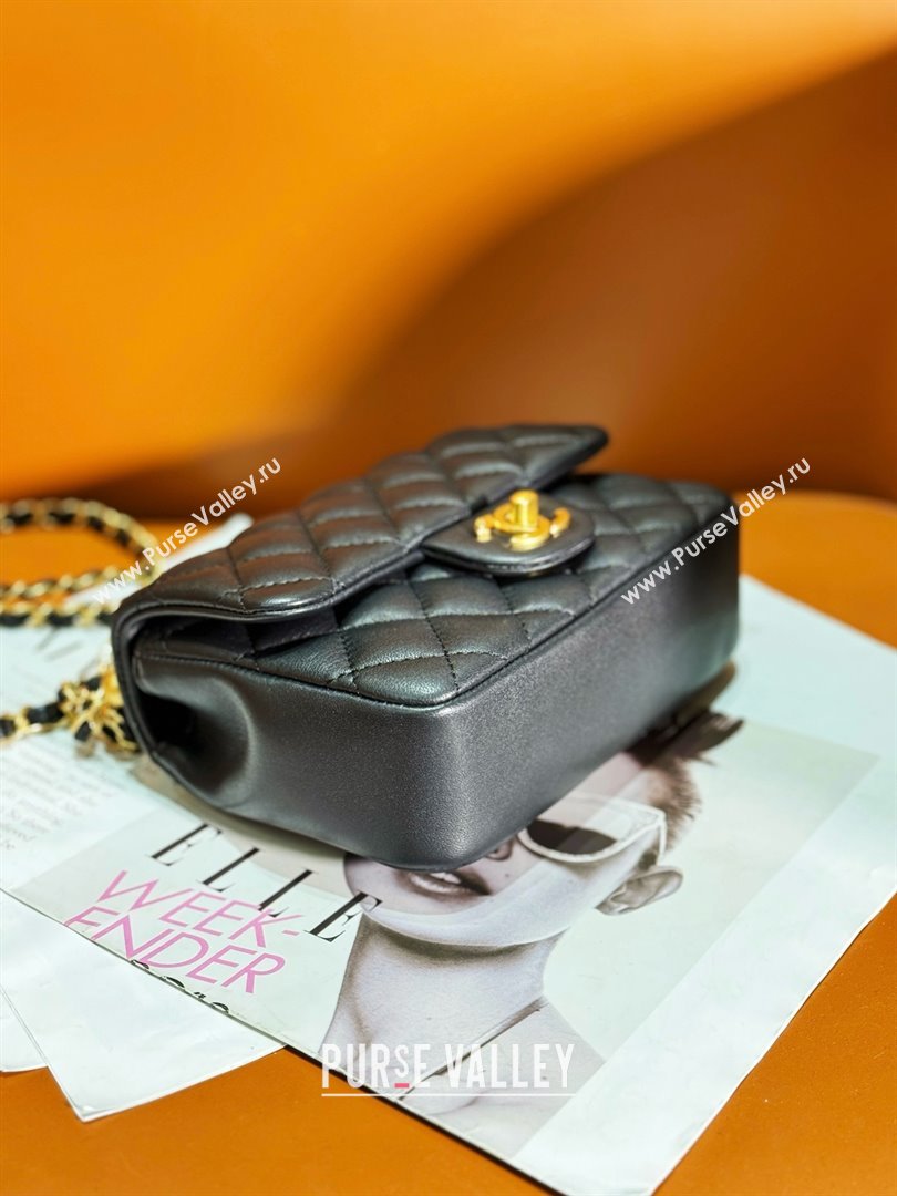 chanel Shiny Lambskin, Imitation Pearls & Gold-Tone Metal Mini Flap Bag Black AS4385 2024 (jiyuan-240312-01)