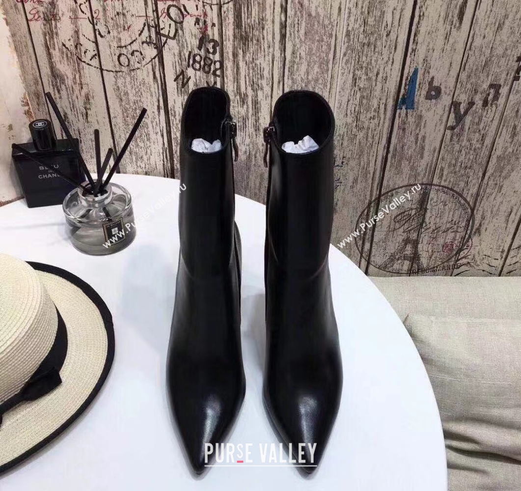 Saint Laurent Opyum 110 Ankle Boots with Metal Interlocking Logo 484168 Black  (diliya-9841)