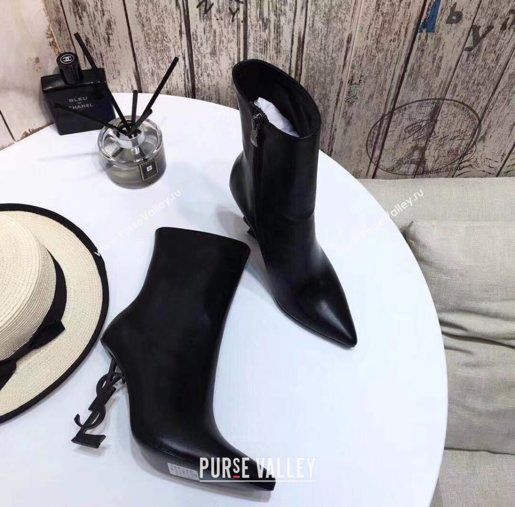 Saint Laurent Opyum 110 Ankle Boots with Metal Interlocking Logo 484168 Black  (diliya-9841)