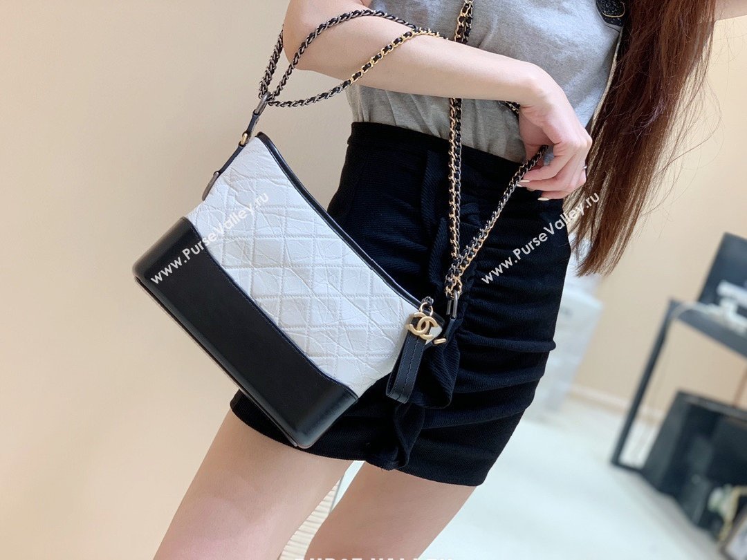 Chanel original quality Gabrielle hobo bag A91810 white/black (shunyang-210105-1)