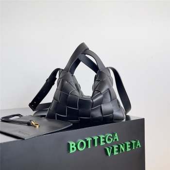 Bottega Veneta small intreccio leather Bowling Cassette Bag Black 2023 (misu-230927-46)