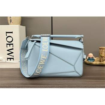 LOEWE Small Puzzle bag in satin calfskin sky blue 2024 (yongsheng-240412-10)