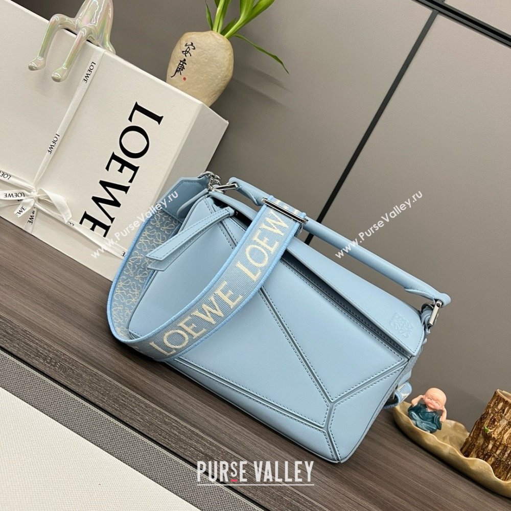 LOEWE Small Puzzle bag in satin calfskin sky blue 2024 (yongsheng-240412-10)