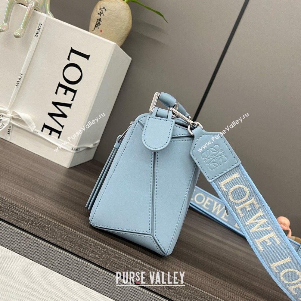 LOEWE Small Puzzle bag in satin calfskin sky blue 2024 (yongsheng-240412-10)