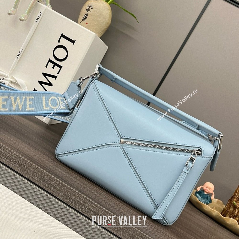 LOEWE Small Puzzle bag in satin calfskin sky blue 2024 (yongsheng-240412-10)