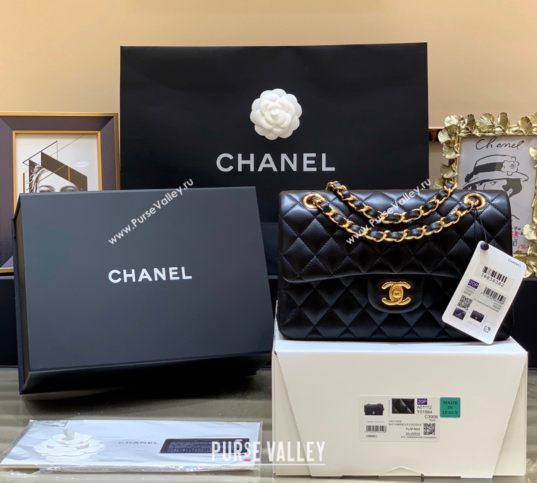 Chanel Original Quality Small vintage Classic Flap Bag in Sheepskin Black with Gold Hardware (shunyang-9527)