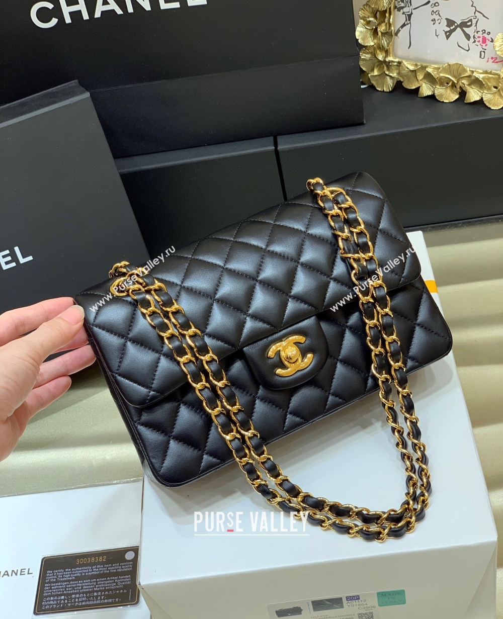 Chanel Original Quality Small vintage Classic Flap Bag in Sheepskin Black with Gold Hardware (shunyang-9527)