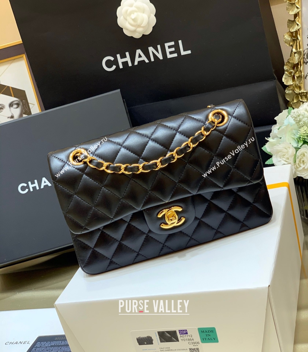 Chanel Original Quality Small vintage Classic Flap Bag in Sheepskin Black with Gold Hardware (shunyang-9527)