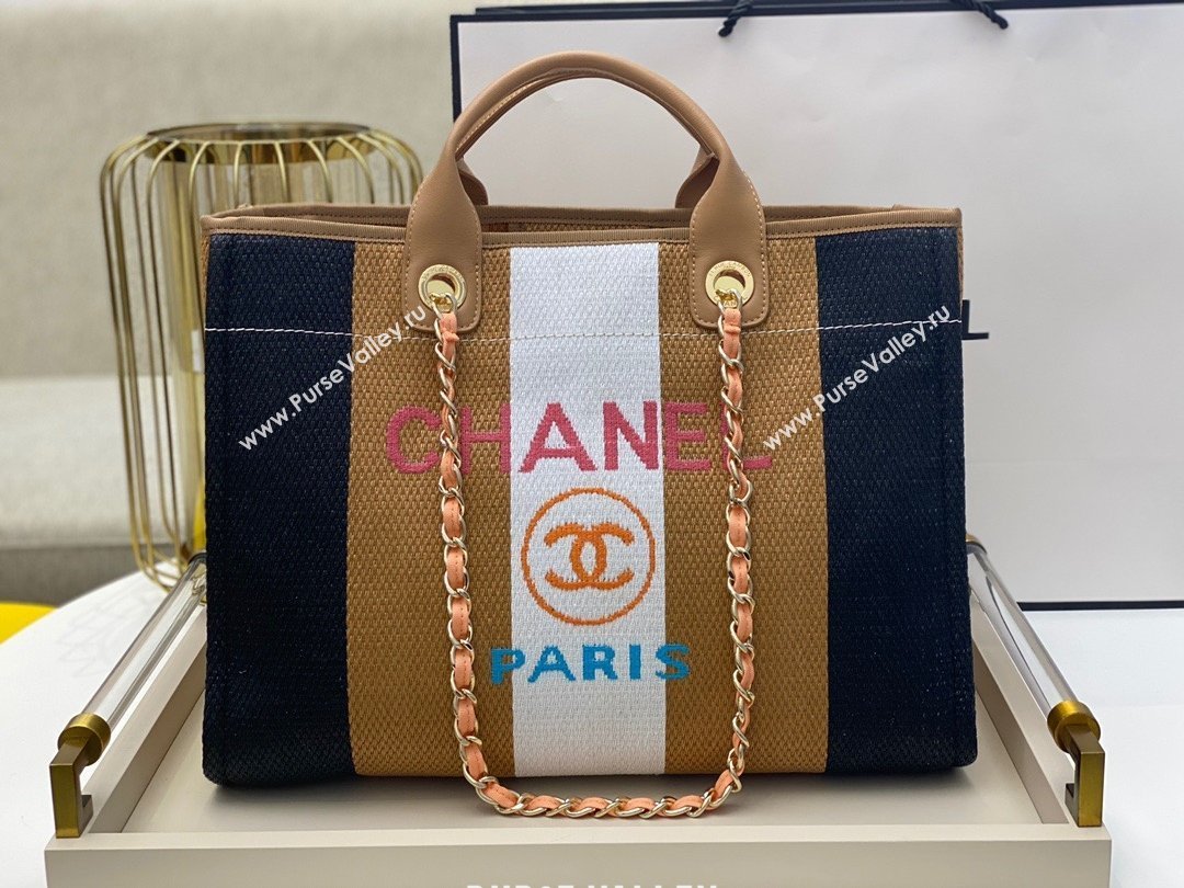 Chanel cabas ete shopping tote A066941 black/beige white (SMJD-210105-03)