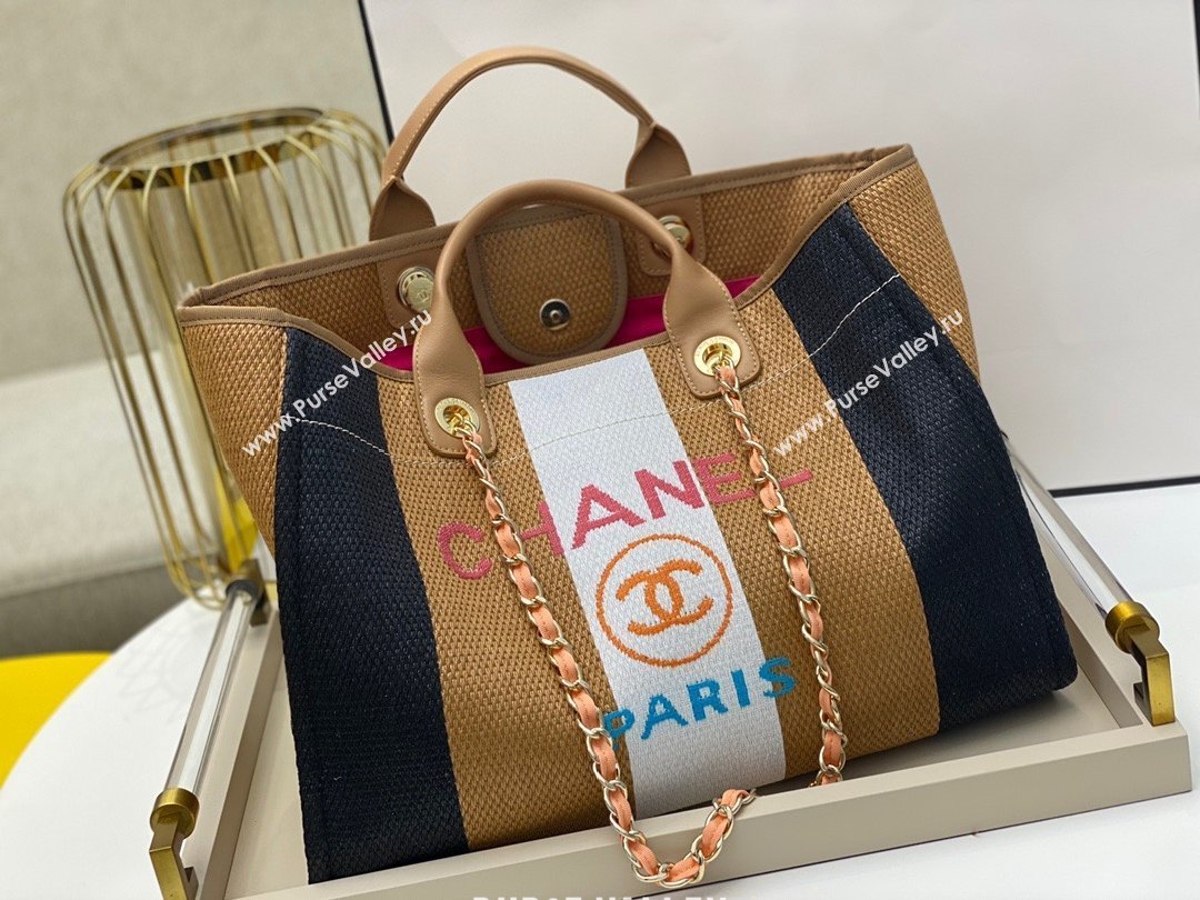 Chanel cabas ete shopping tote A066941 black/beige white (SMJD-210105-03)