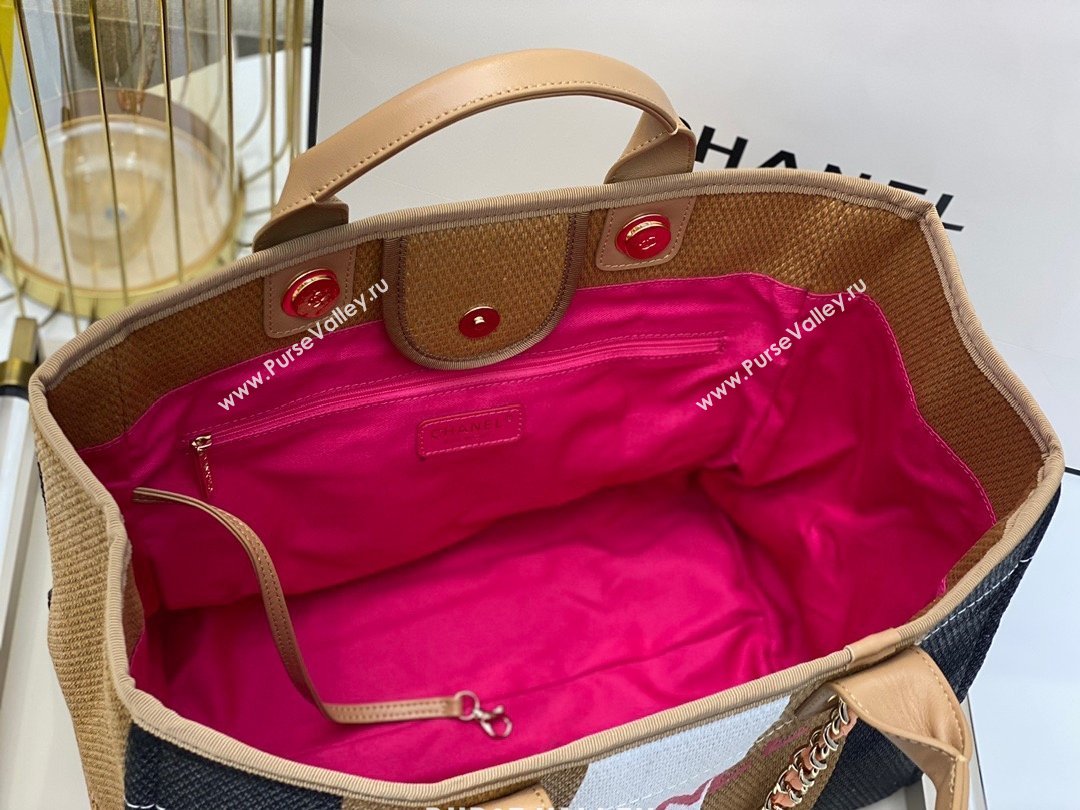 Chanel cabas ete shopping tote A066941 black/beige white (SMJD-210105-03)