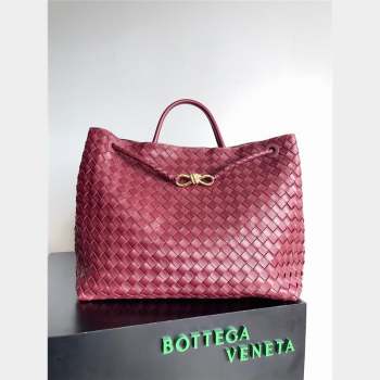 Bottega Veneta Intrecciato leather large Andiamo top handle Bag burgundy 2023 (misu-230928-27)