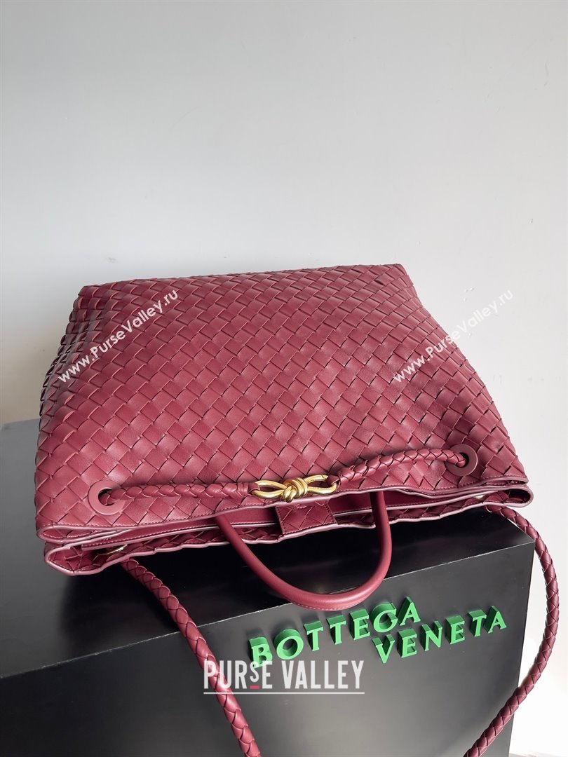 Bottega Veneta Intrecciato leather large Andiamo top handle Bag burgundy 2023 (misu-230928-27)