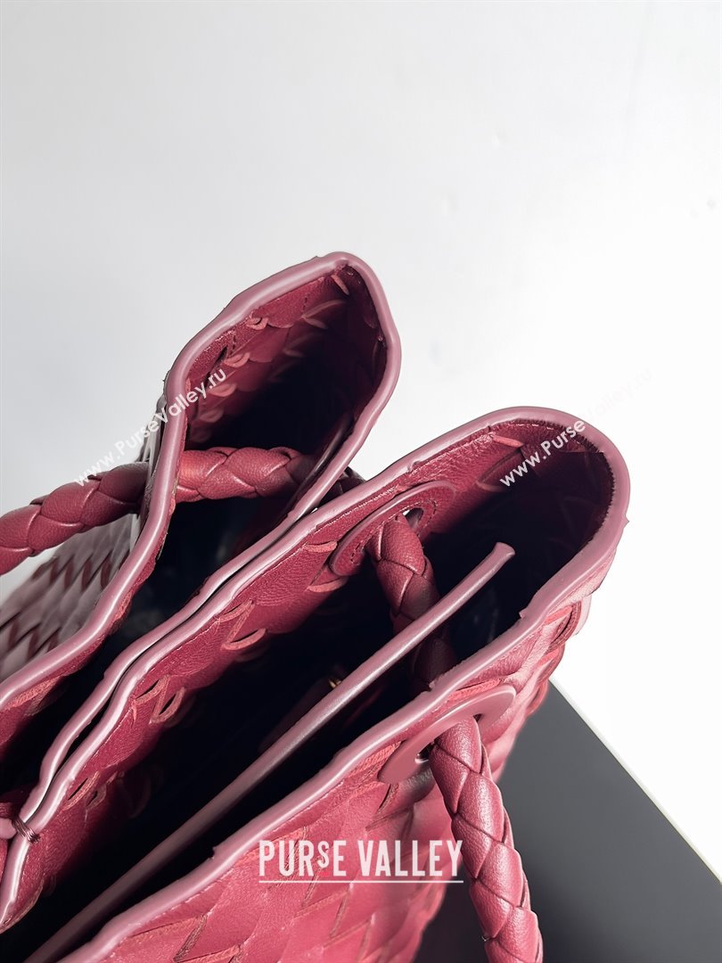 Bottega Veneta Intrecciato leather large Andiamo top handle Bag burgundy 2023 (misu-230928-27)