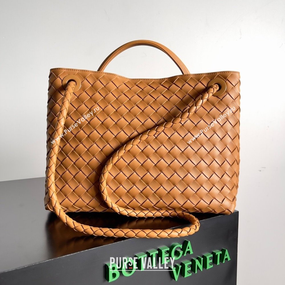Bottega Veneta Intrecciato leather Medium Andiamo top handle Bag wood 2023 (misu-230928-21)