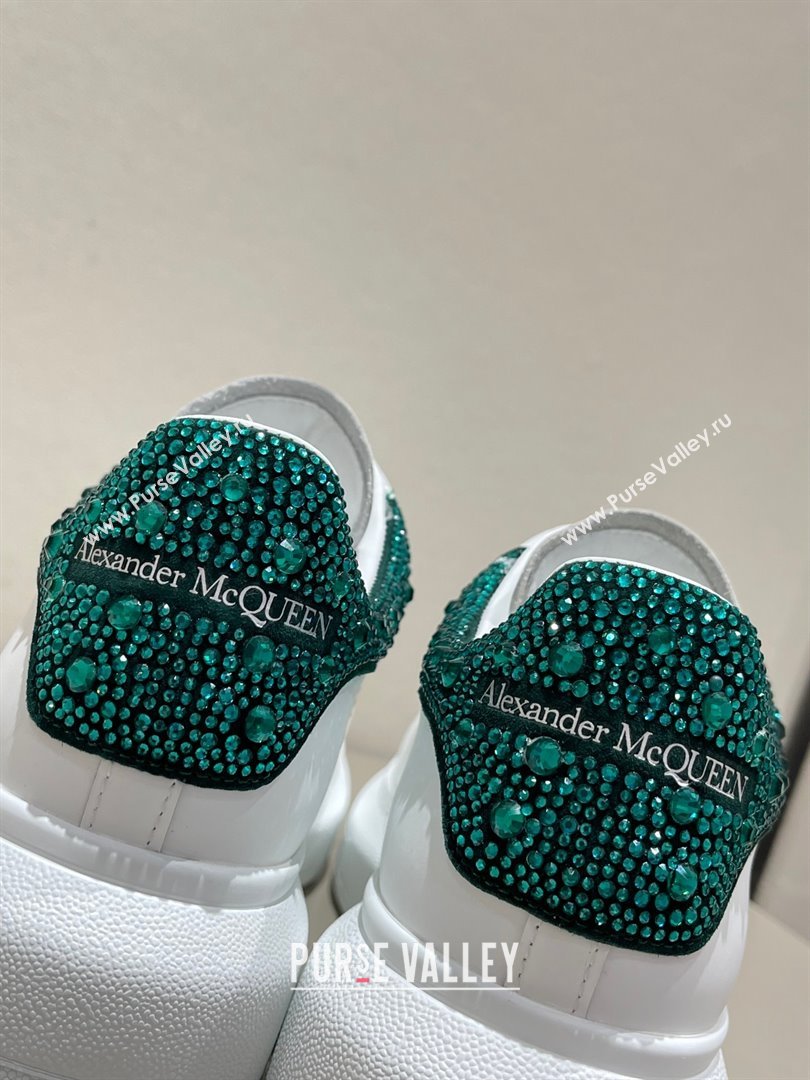 Alexander McQueen Womens Oversized Sneaker with crystal-embellishment in White/green 2023 (danni-231019-04)