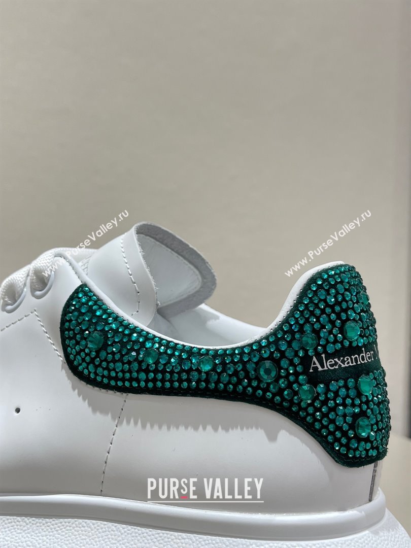 Alexander McQueen Womens Oversized Sneaker with crystal-embellishment in White/green 2023 (danni-231019-04)